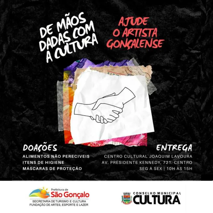 Imagem ilustrativa da imagem Campanha 'De mãos dadas com a Cultura' pretende ajudar artistas gonçalenses