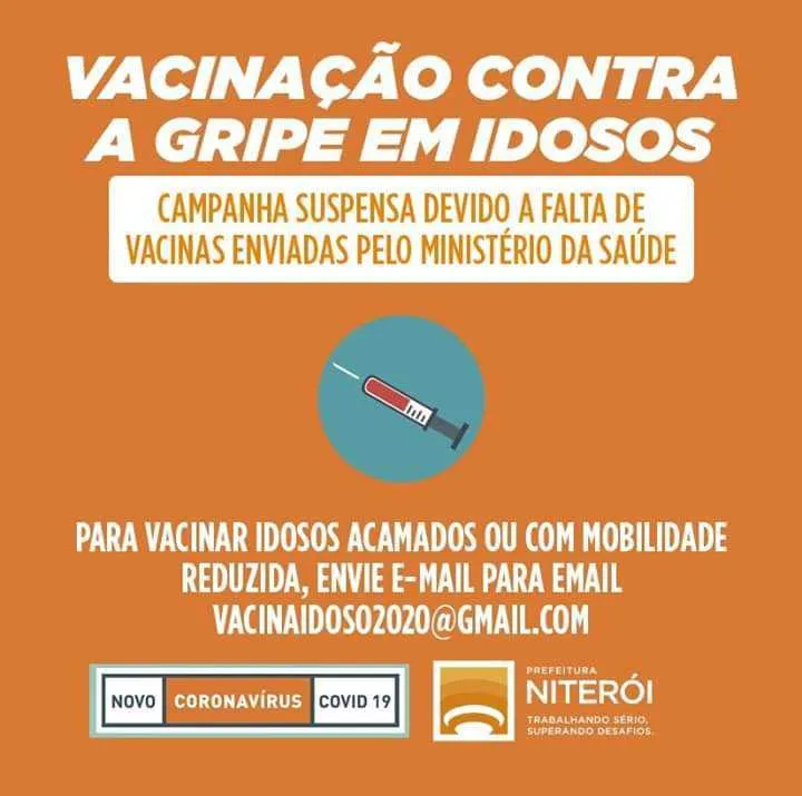 O município já solicitou novas doses e a previsão de retorno é segunda-feira, dia 06/04