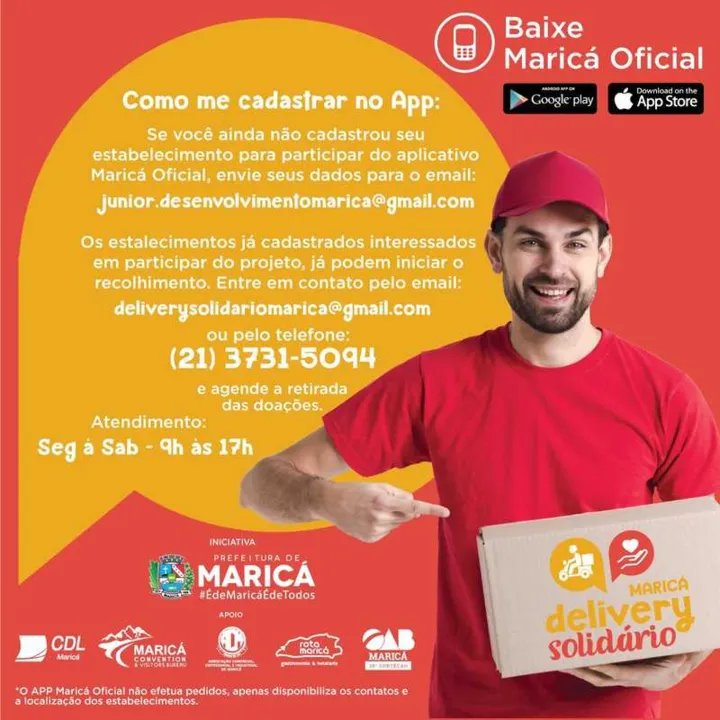 Imagem ilustrativa da imagem Delivery Solidário: A ajuda para quem precisa no aplicativo de celular, em Maricá