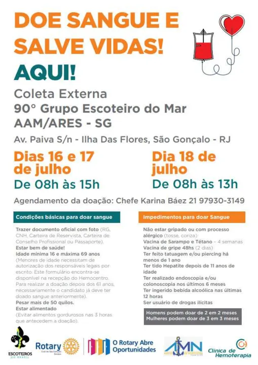 Campanha acontecerá nos dias 16,17 e 18 de juho