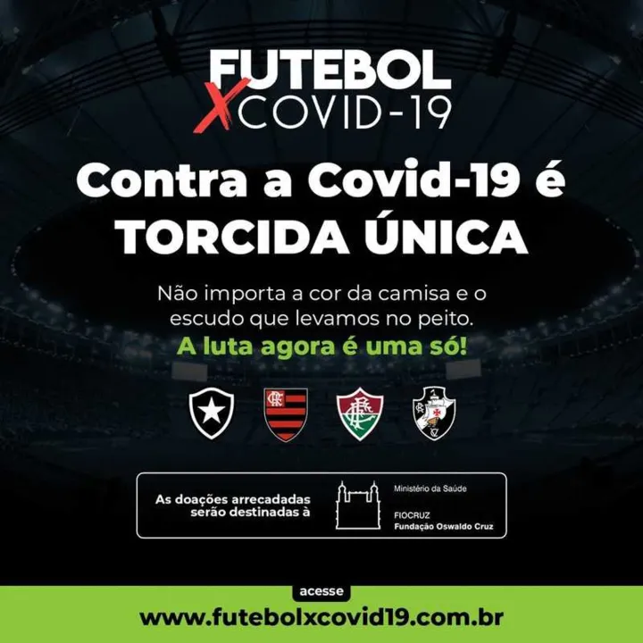 Imagem ilustrativa da imagem Clubes cariocas se unem para arrecadar recursos em prol da Fiocruz