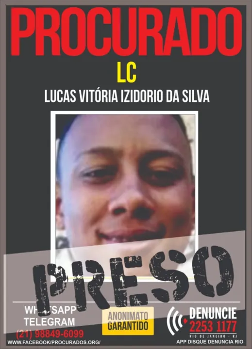 Lucas Vitória Izidorio da Silva, o 'LC', de apenas 18 anos, é preso por participar de quadrilha especializada em roubo de carga e veículos
